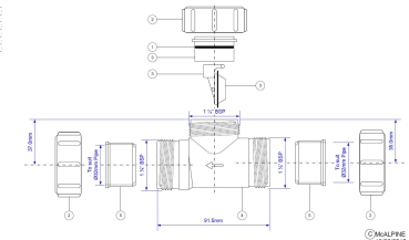 Preview: Aufbau der Rückstauklappe Ø32 mm, Kunststoff PP, weiß